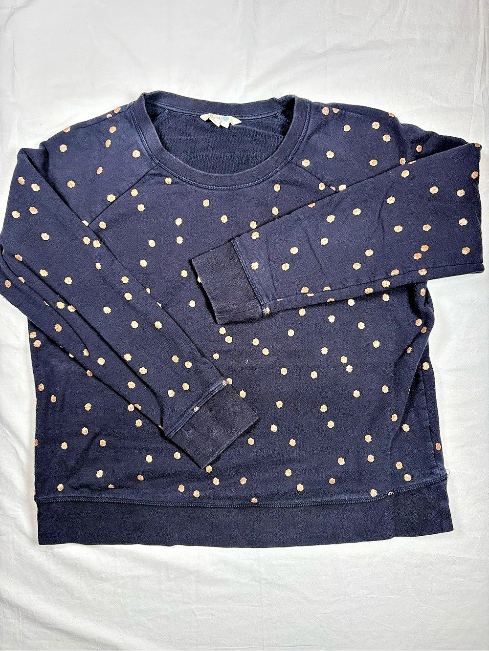 Boden Polka Dot Sweatshirt in Blue Size Large Like New